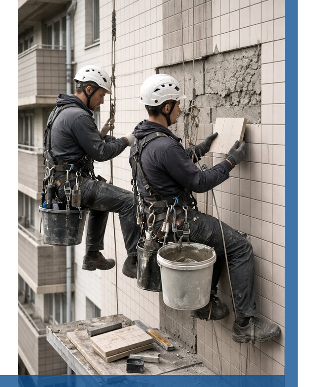 Ремонт облицовки фасада плиткой в Зеленодольске от 1863 р. | ВЫСОТНИК-Злн