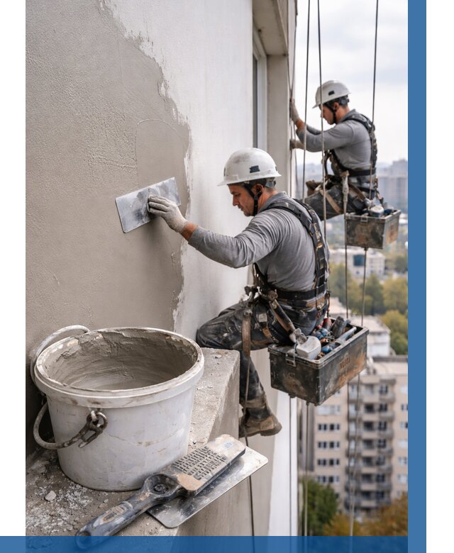 Шпаклевка фасада на высоте в Зеленодольске от 725 р. | ВЫСОТНИК-Злн