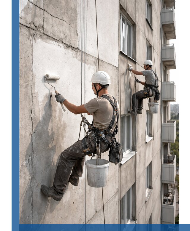 Покраска бетонного фасада в Зеленодольске для жилых и промышленных объектов