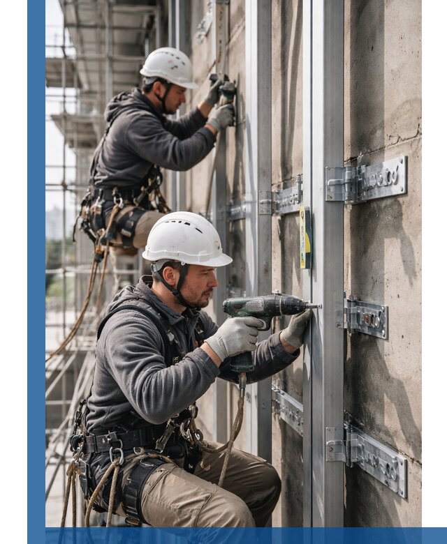 Монтаж и крепление подсистемы вентфасада в Зеленодольске