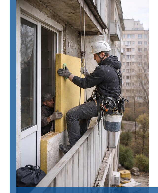 Профессиональное утепление балкона снаружи в Зеленодольске под ключ