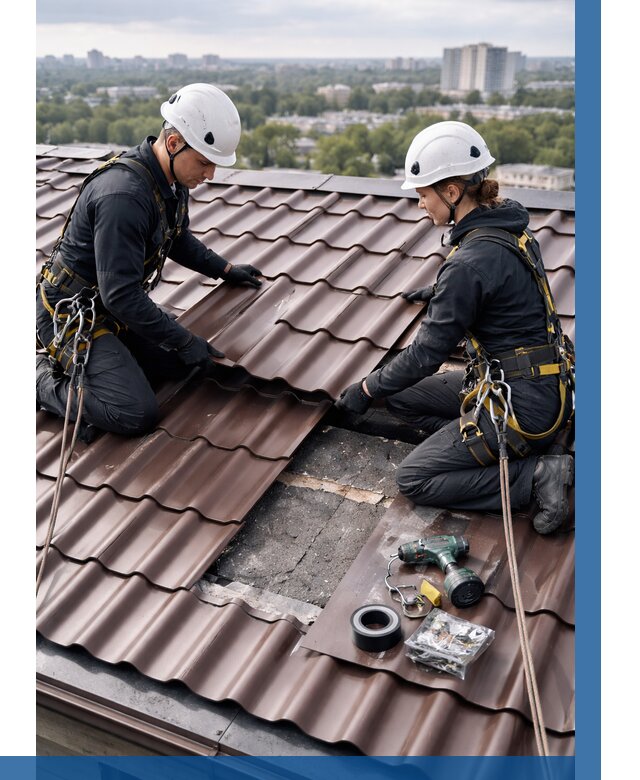 Ремонт металлочерепицы на крыше в Зеленодольске от 932 р. | ВЫСОТНИК-Злн