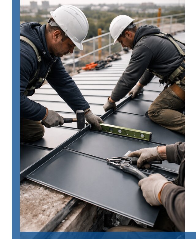 Монтаж фальцевой кровли в Зеленодольске для промышленных зданий