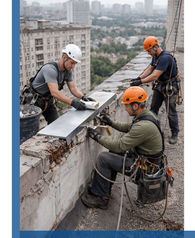 Ремонт парапета на кровле в Зеленодольске, высотные работы с гарантией