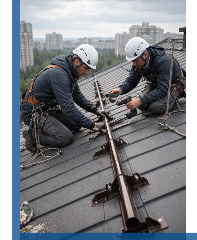 Монтаж снегозадержателей на кровле зданий в Зеленодольске под ключ