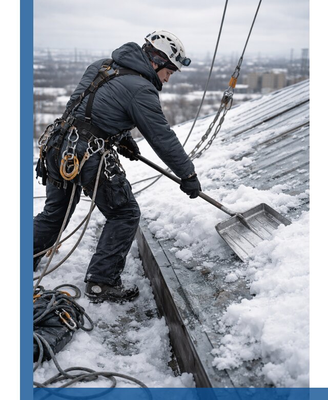 Профессиональная очистка кровли от снега и наледи в Зеленодольске