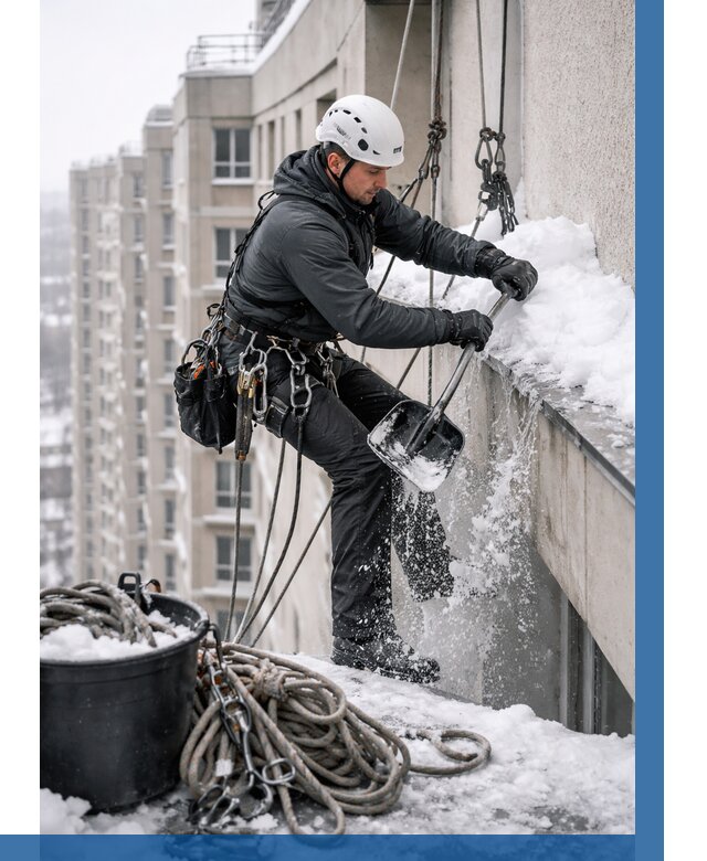 Очистка карнизов от снега в Зеленодольске от 311 р. | ВЫСОТНИК-Злн