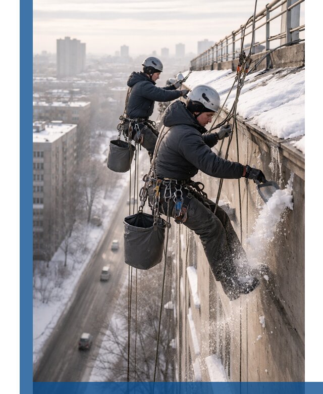 Очистка карнизов от снега в Зеленодольске профессионально и безопасно