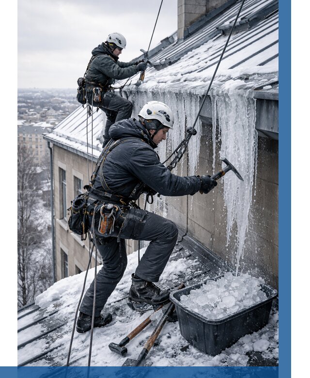 Удаление наледи с кровли в Зеленодольске от 5693 р. | ВЫСОТНИК-Злн