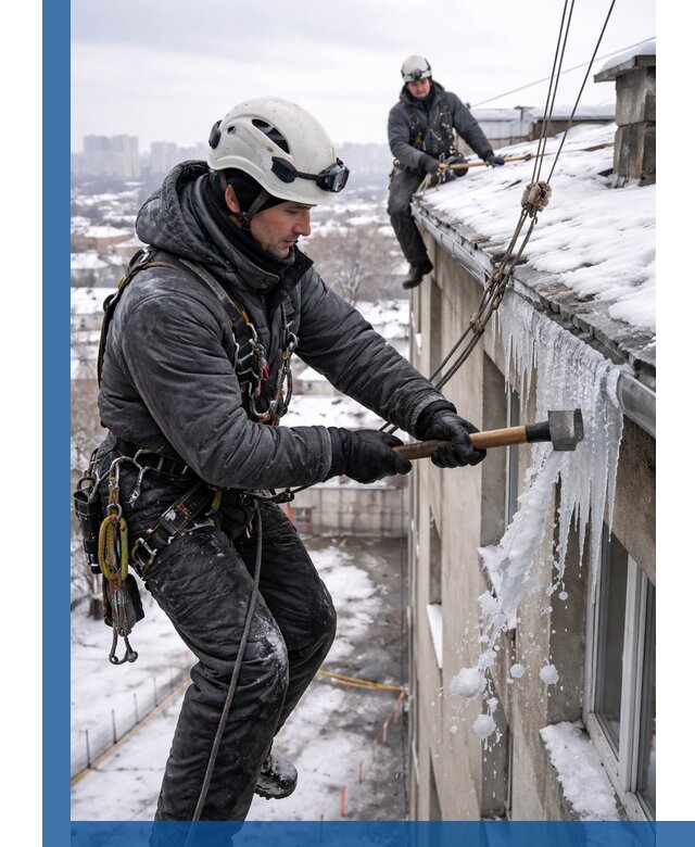 Сбивание и удаление сосулек с крыши в Зеленодольске безопасно