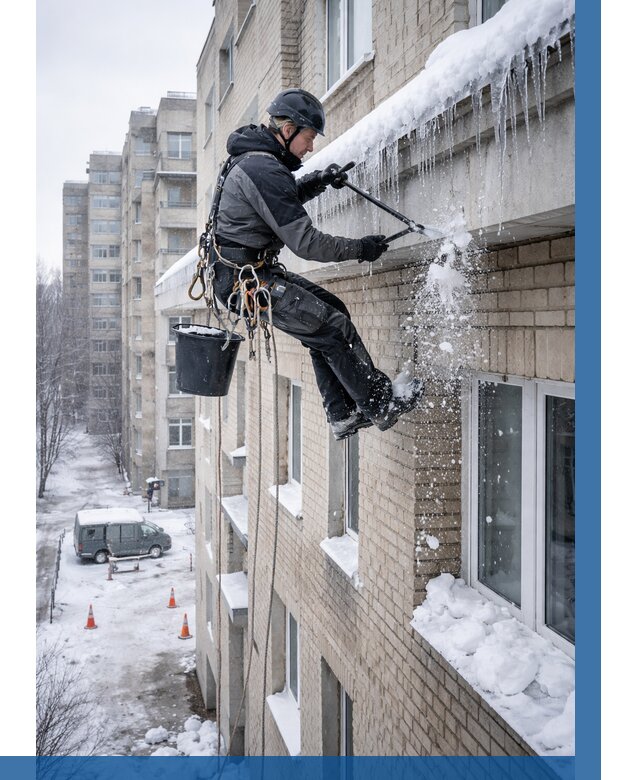 Удаление наледи с карнизов в Зеленодольске от 362 р. | ВЫСОТНИК-Злн