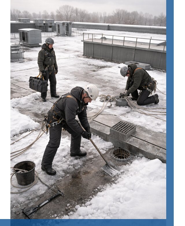 Абонентское обслуживание кровли зимой в Зеленодольске от 8280 р. | ВЫСОТНИК-Злн