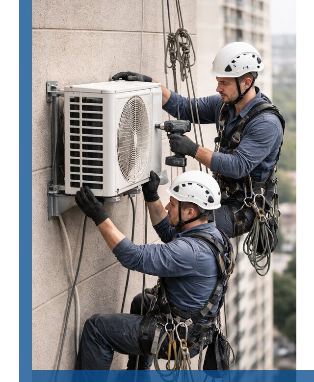 Монтаж внешнего блока кондиционера в Зеленодольске установка и крепление