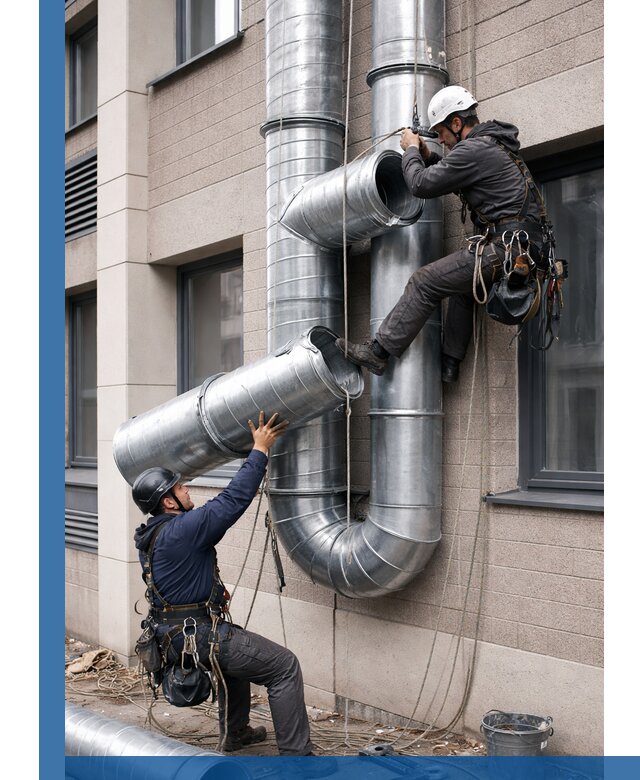 Монтаж фасадных воздуховодов в Зеленодольске с герметизацией и крепежом