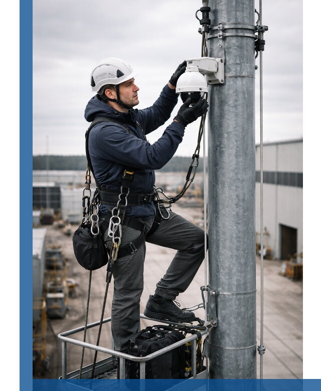 Профессиональная установка видеокамер на мачте в Зеленодольске