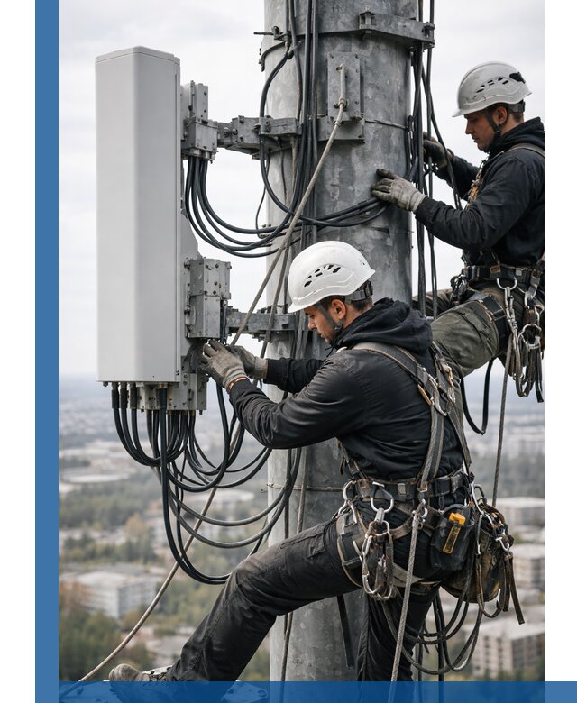 Монтаж оборудования связи на мачте в Зеленодольске с пусконаладкой