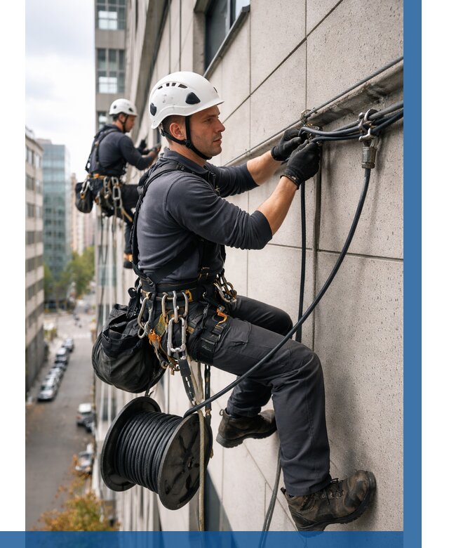 Прокладка кабеля по фасаду в Зеленодольске от 362 р. | ВЫСОТНИК-Злн