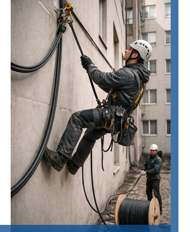 Протяжка кабеля питания на высоте в Зеленодольске от 466 р. | ВЫСОТНИК-Злн