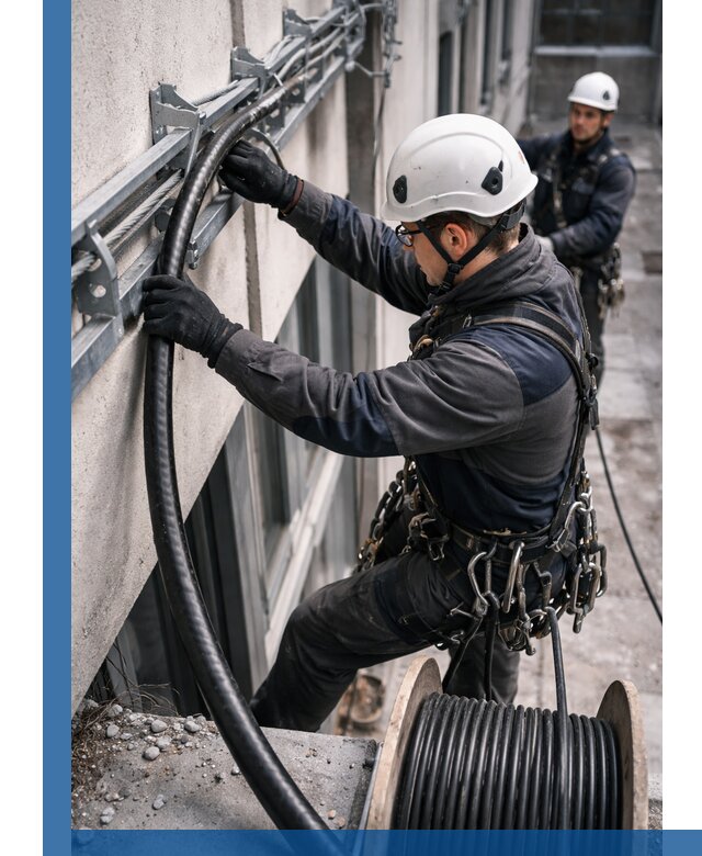 Протяжка кабеля питания на высоте в Зеленодольске с гарантией безопасности и качества