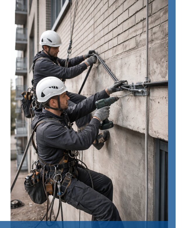 Крепление кабеля на фасаде в Зеленодольске от 362 р. | ВЫСОТНИК-Злн