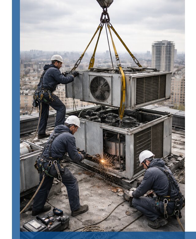 Демонтаж крышной установки в Зеленодольске любой сложности