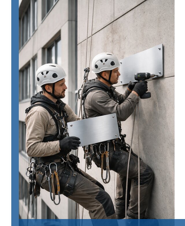 Монтаж табличек и указателей в Зеленодольске для зданий и сооружений