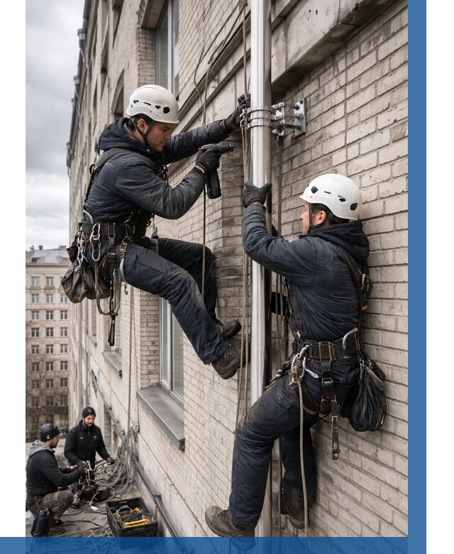 Монтаж флагштока на здании в Зеленодольске от 6728 р. | ВЫСОТНИК-Злн