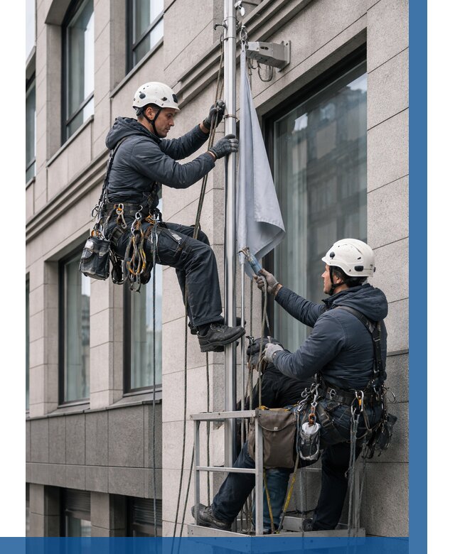 Установка флагов на фасаде в Зеленодольске от 4658 р. | ВЫСОТНИК-Злн