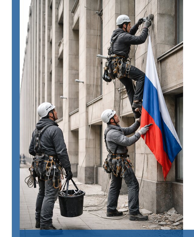 Профессиональная установка флагов на фасаде в Зеленодольске