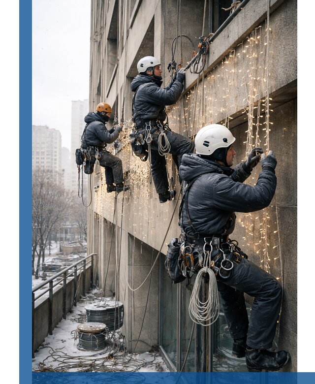 Монтаж новогодней иллюминации и украшение фасадов в Зеленодольске