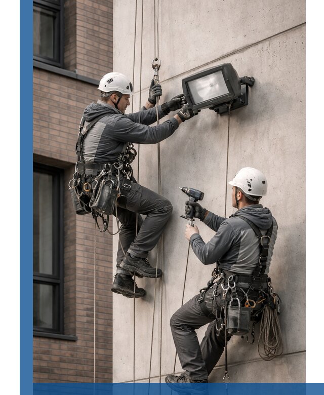 Профессиональный монтаж фасадных прожекторов в Зеленодольске под ключ