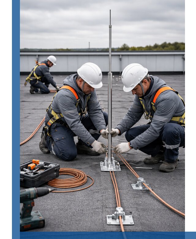 Монтаж молниезащиты на кровле в Зеленодольске под ключ с гарантией