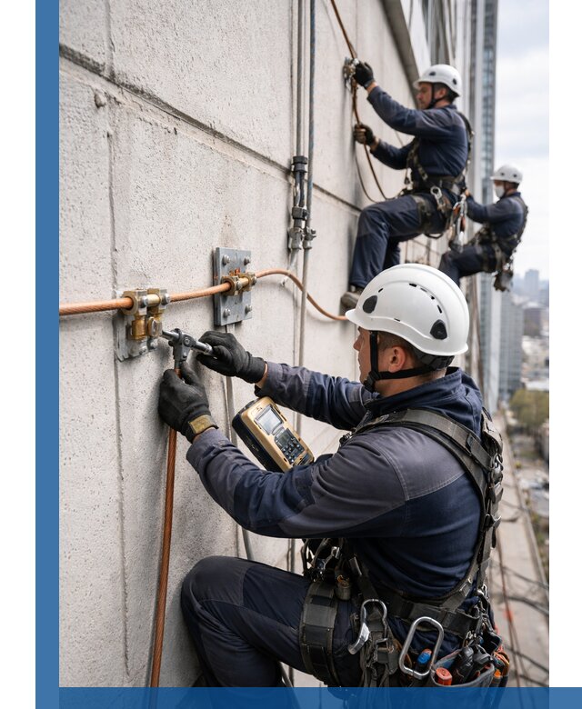 Монтаж системы заземления здания и молниезащиты в Зеленодольске