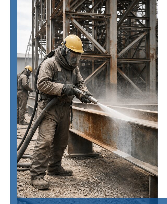 Пескоструйная очистка металлоконструкций в Зеленодольске промышленная