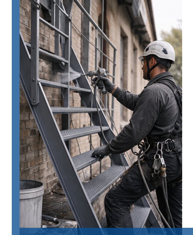 Покраска и антикоррозионная защита пожарных лестниц в Зеленодольске