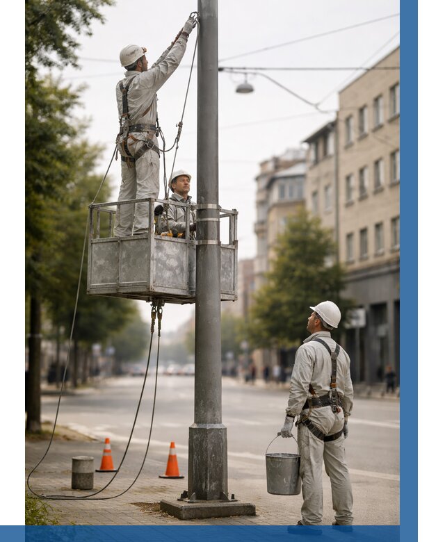 Покраска опор освещения в Зеленодольске от 5175 р. | ВЫСОТНИК-Злн