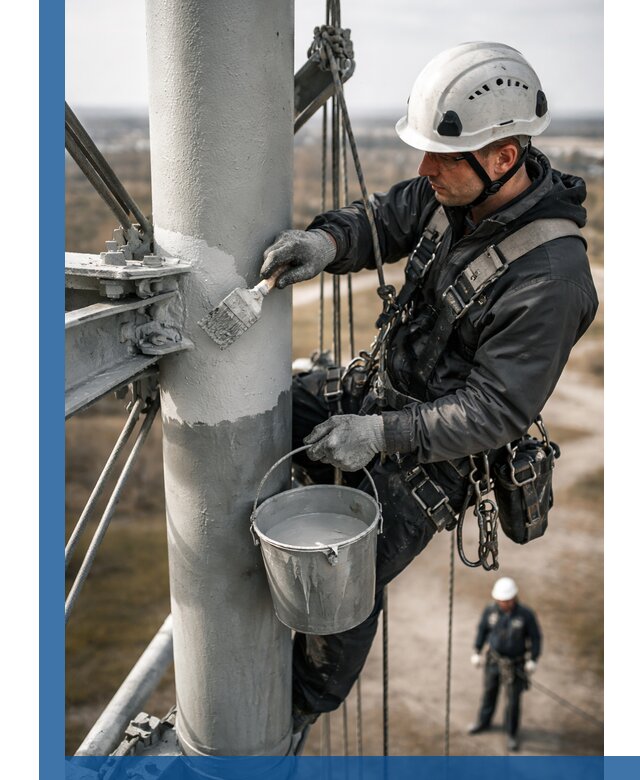 Покраска мачт связи в Зеленодольске промышленными альпинистами