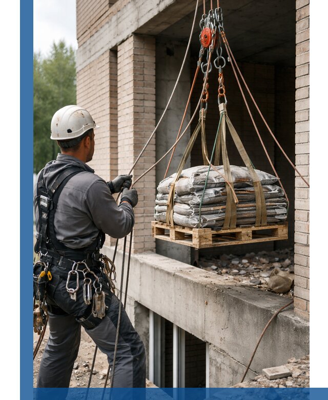 Подъем материалов на этаж веревками в Зеленодольске оперативно