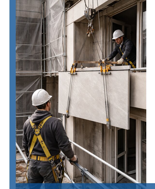 Подъем керамогранита на этаж в Зеленодольске грузчиками и техникой