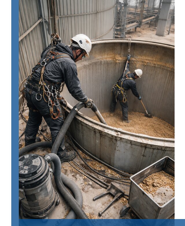 Профессиональная чистка зерновых бункеров в Зеленодольске с выездом