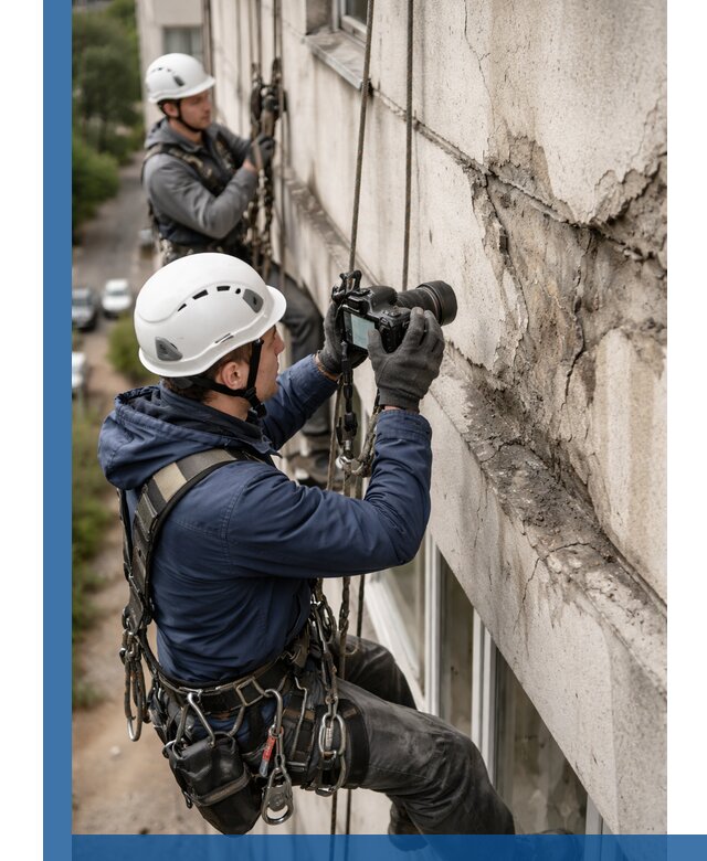 Фотофиксация дефектов фасада с высотной съемкой в Зеленодольске