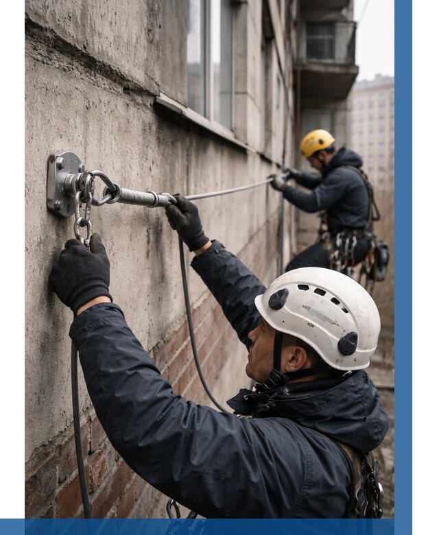 Монтаж анкерных линий в Зеленодольске от 3105 р. | ВЫСОТНИК-Злн