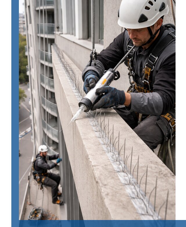 Установка шипов от птиц на фасадах и кровлях в Зеленодольске